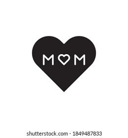 love mom icon vector. black glyph style. isolated on white background