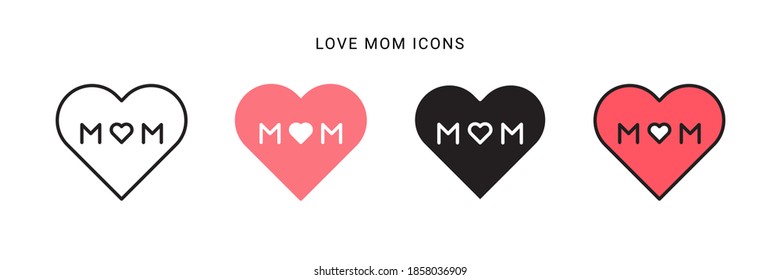 love mom icon vector with different style design. isolated on white background