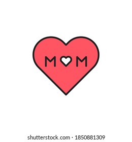 love mom icon vector. filled outline style design. isolated on white background