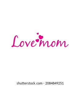 love mom logo template icon symbol vector pink color illustration design