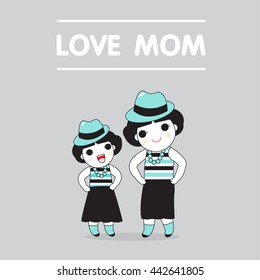 Love Mom Mother's Day Card Character illustration