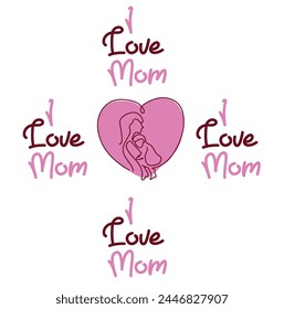 I love mom pattern, mothers day pattern texture vector illustration