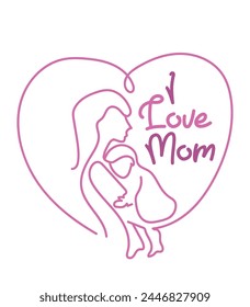 I love mom pattern, mothers day pattern texture vector illustration