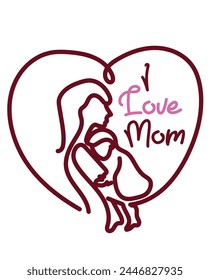 I love mom pattern, mothers day pattern texture vector illustration