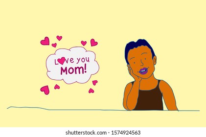 i love mom quote for happy mother's day greeting card template background, vector illustration in eps10