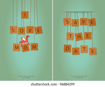 I Love MOM & Save The Date card