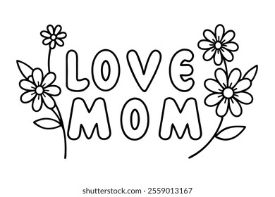love mom vector art in white background illustration.