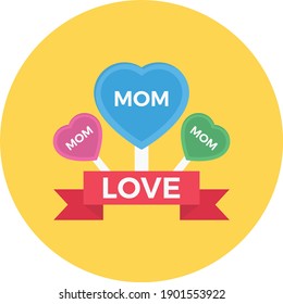 love MOM vector flat colour icon