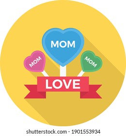 icono de amor MOM vector de color plano