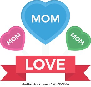 love MOM vector flat colour icon