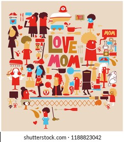 Love Mom vector graphic design