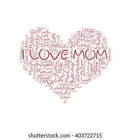 I love mom ,Word cloud art  background