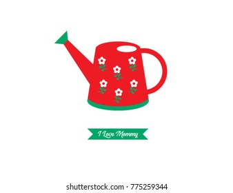 i love mommy greeting card with watering can graphic vector