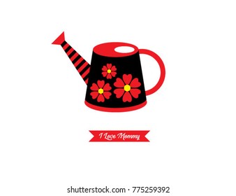 i love mommy greeting card with watering can graphic vector