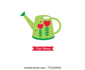 i love mommy greeting card with watering can graphic vector