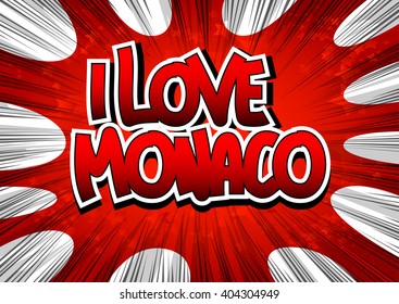 I Love Monaco - Comic book style word