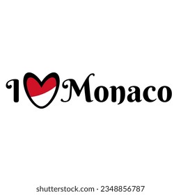  Amo Mónaco, gráfico vector, bandera del corazón