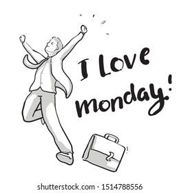 i love monday hand drawn