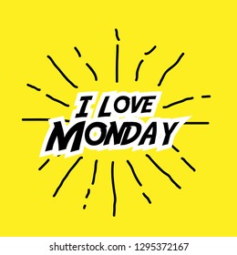 i love monday, label with yellow