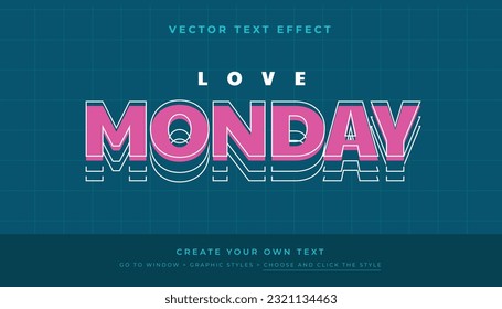 Amor Lunes Efecto de texto editable, adecuado para promoción, producto, titular