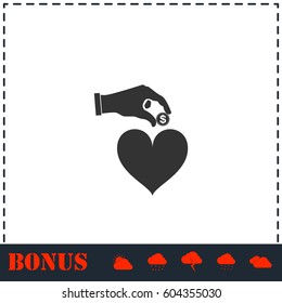 Love for money icon flat. Simple vector symbol and bonus icon