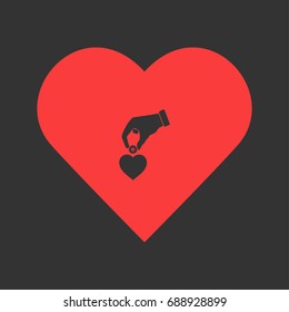 Love for money icon flat. Simple pictogram on heart background. Vector illustration symbol