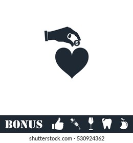 Love for money icon flat. Vector illustration symbol and bonus pictogram
