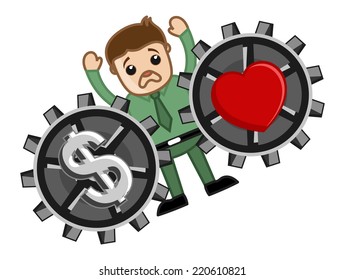 Love and Money - Vector Character Cartoon Illustration