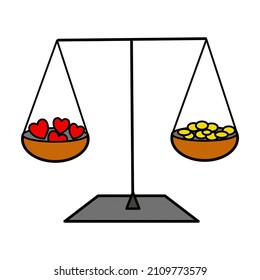 amor o peso de dinero. Gráfico vectorial.