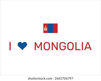 ME ENCANTA MONGOLIA CON EL CORAZÓN DE FONDO BLANCO TIPOGRAFÍA