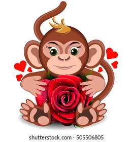 Love the monkey toy with realistic red on a blank background