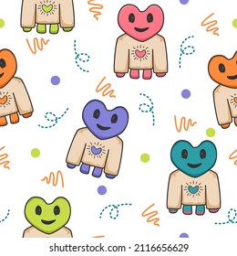 Love monster cartoon pattern background