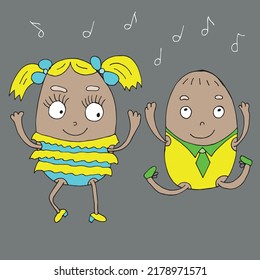 Love monsters. Monsters boy and girl. Valentine s Day. Vector monsters. Isolated on a gray background. Coloring for children and adults. Cartoon