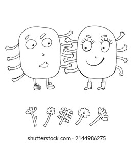 Love monsters. Funny monsters. vector illustration. Comics. Coloring for children and adults. Cartoon.
