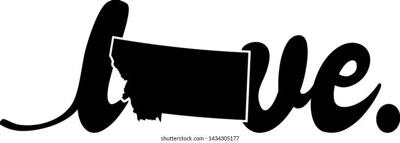 Love Montana, State vector, America map