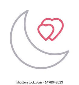 love moon colour line vector icon