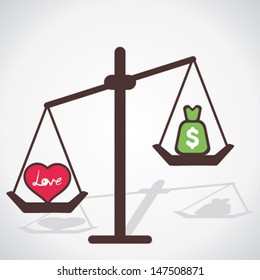 love is more valuable than money concept vector