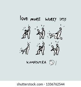 Love more worry less. Kama Sutra Concept.