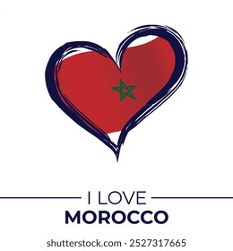 I Love Morocco Banner with Flag in Heart. Morocco love Emblem Isolated on White Background. Vector, Illustration, Isolated, Love, Background.