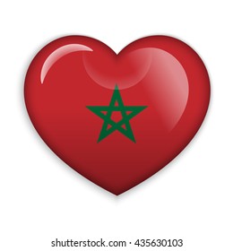Love Morocco. Flag Heart Glossy Button