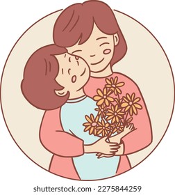 a love of a mother for her children illustration