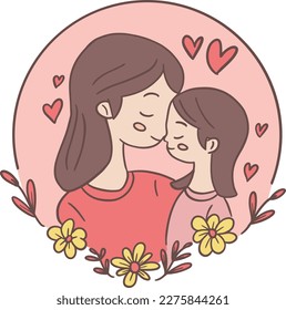 a love of a mother for her children illustration