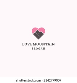 Love mountain logo icon design template