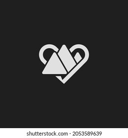 love Mountain Logo. Modern Heart Line Logo. Love Identity Brand and App Icon Symbol. Commercial Concept Set Template Vector