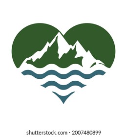 Love mountain logo template icon design