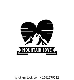 Love Mountain Panorama Vector Logo Design