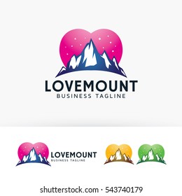 Love mountain studio logo. Creative agency logo concept. Vector logo template