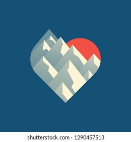 I love mountains creative concept. Motivational and inspirational vector illustration.