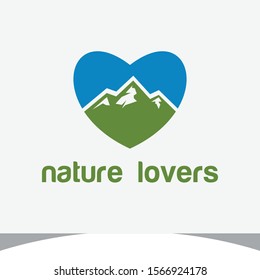 Love Mountains logo design concept, adventure logo design vector 
