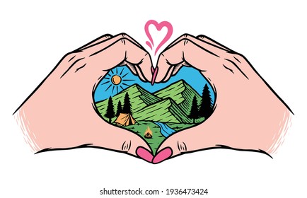 Me encanta la ilustración vectorial de las montañas